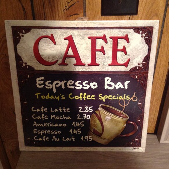 CAFE Espresso Bar Today's Coffee Special Metal Wall Plaque - Picture 1 of 4